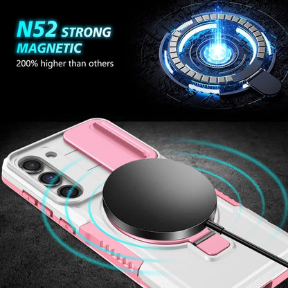 For Samsung Galaxy S23 5G Sliding Camshield Magsafe Holder TPU Hybrid PC Phone Case(Pink White) - Galaxy S23 5G Cases by buy2fix | Online Shopping UK | buy2fix