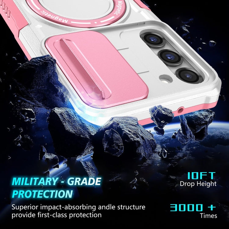 For Samsung Galaxy S23 5G Sliding Camshield Magsafe Holder TPU Hybrid PC Phone Case(Pink White) - Galaxy S23 5G Cases by buy2fix | Online Shopping UK | buy2fix