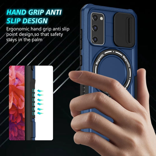 For Samsung Galaxy S20 FE Sliding Camshield Magsafe Holder TPU Hybrid PC Phone Case(Royal Blue) by buy2fix