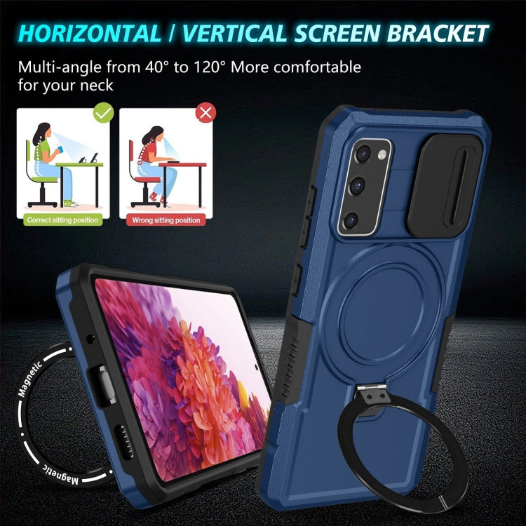 For Samsung Galaxy S20 FE Sliding Camshield Magsafe Holder TPU Hybrid PC Phone Case(Royal Blue) by buy2fix