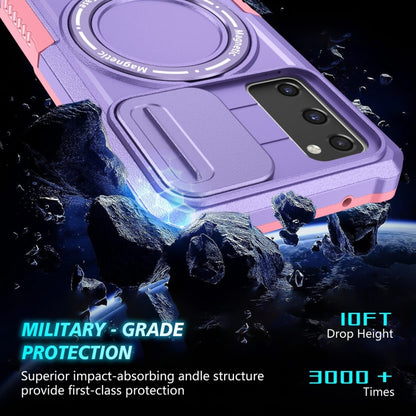 For Samsung Galaxy S20 FE Sliding Camshield Magsafe Holder TPU Hybrid PC Phone Case(Pink Purple) by buy2fix