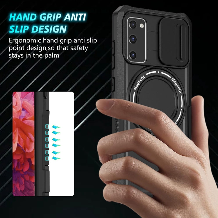 For Samsung Galaxy S20 FE Sliding Camshield Magsafe Holder TPU Hybrid PC Phone Case(Black) by buy2fix