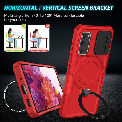 For Samsung Galaxy S20 FE Sliding Camshield Magsafe Holder TPU Hybrid PC Phone Case(Red) by buy2fix