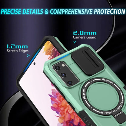 For Samsung Galaxy S20 FE Sliding Camshield Magsafe Holder TPU Hybrid PC Phone Case(Light Blue) by buy2fix