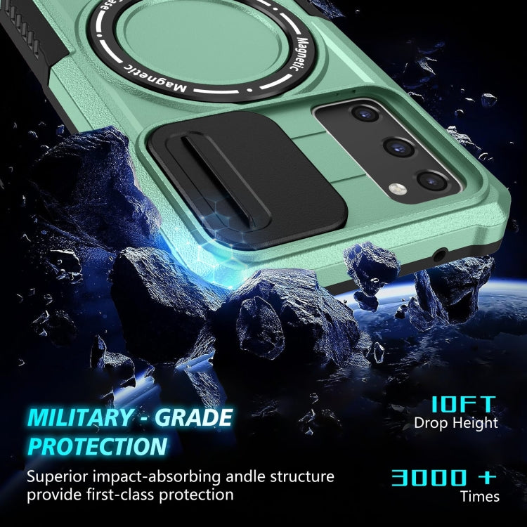 For Samsung Galaxy S20 FE Sliding Camshield Magsafe Holder TPU Hybrid PC Phone Case(Light Blue) by buy2fix