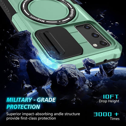 For Samsung Galaxy S20 FE Sliding Camshield Magsafe Holder TPU Hybrid PC Phone Case(Light Blue) by buy2fix