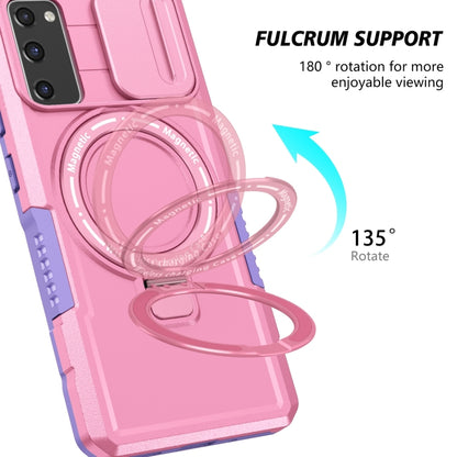 For Samsung Galaxy S20 FE Sliding Camshield Magsafe Holder TPU Hybrid PC Phone Case(Purple Pink) by buy2fix