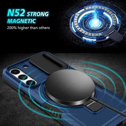 For Samsung Galaxy S22 5G Sliding Camshield Magsafe Holder TPU Hybrid PC Phone Case(Royal Blue) by buy2fix