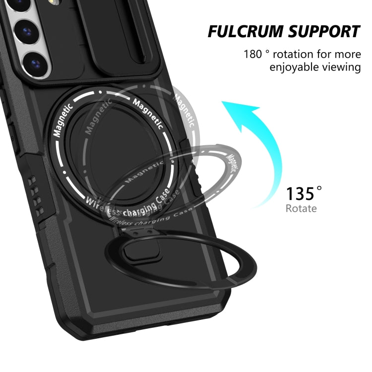 For Samsung Galaxy S22 5G Sliding Camshield Magsafe Holder TPU Hybrid PC Phone Case(Black) by buy2fix