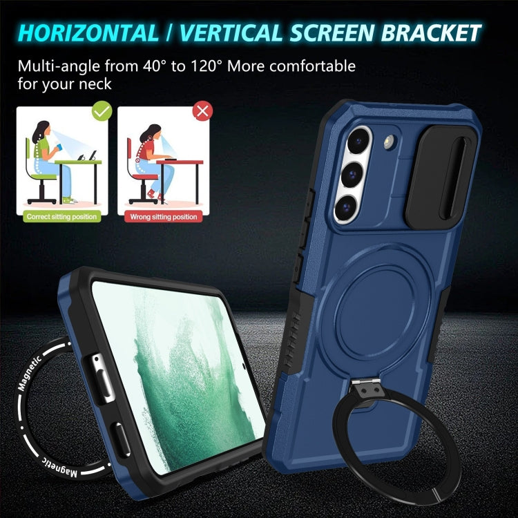 For Samsung Galaxy S22+ 5G Sliding Camshield Magsafe Holder TPU Hybrid PC Phone Case(Royal Blue) - Galaxy S22+ 5G Cases by buy2fix | Online Shopping UK | buy2fix
