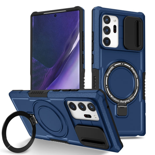For Samsung Galaxy Note20 Ultra Sliding Camshield Magsafe Holder TPU Hybrid PC Phone Case(Royal Blue) by buy2fix