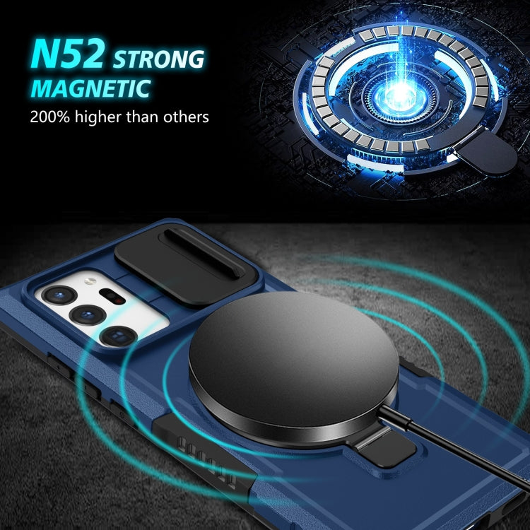 For Samsung Galaxy Note20 Ultra Sliding Camshield Magsafe Holder TPU Hybrid PC Phone Case(Royal Blue) by buy2fix