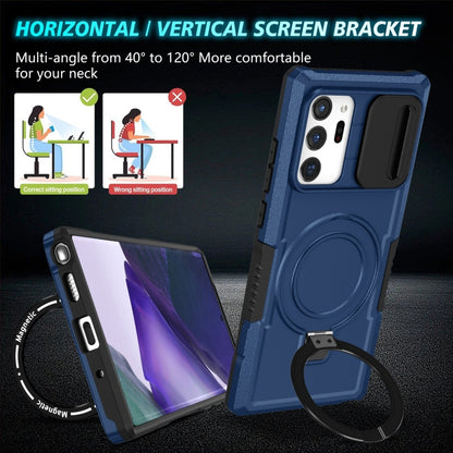For Samsung Galaxy Note20 Ultra Sliding Camshield Magsafe Holder TPU Hybrid PC Phone Case(Royal Blue) by buy2fix