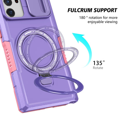 For Samsung Galaxy Note20 Ultra Sliding Camshield Magsafe Holder TPU Hybrid PC Phone Case(Pink Purple) by buy2fix
