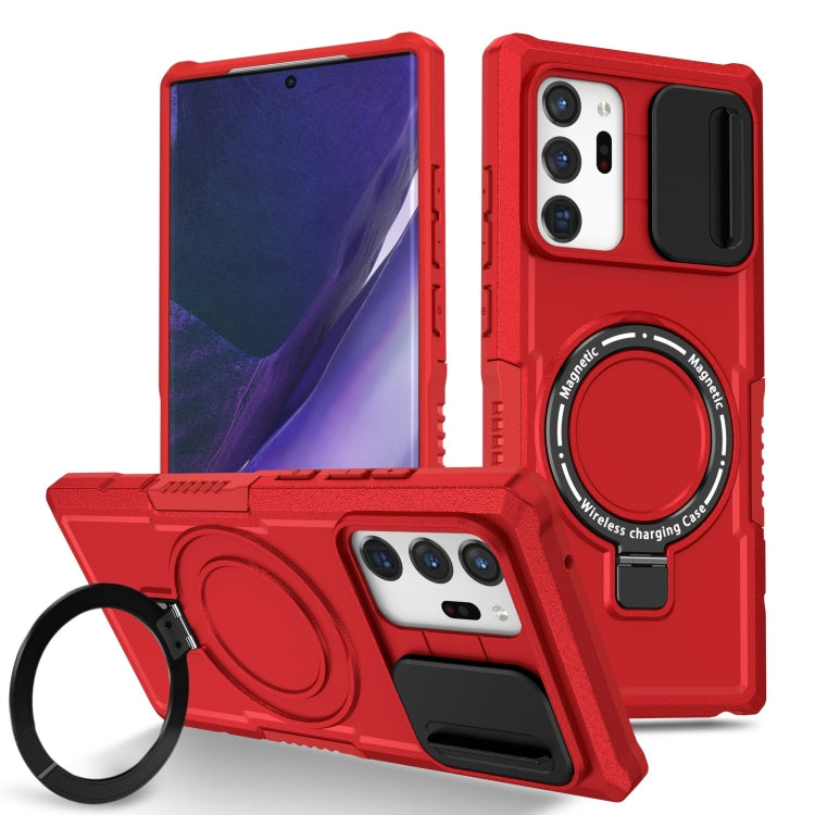 For Samsung Galaxy Note20 Ultra Sliding Camshield Magsafe Holder TPU Hybrid PC Phone Case(Red) by buy2fix