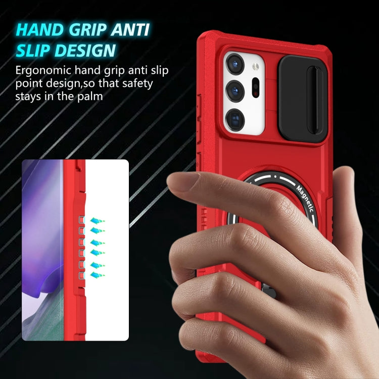 For Samsung Galaxy Note20 Ultra Sliding Camshield Magsafe Holder TPU Hybrid PC Phone Case(Red) by buy2fix