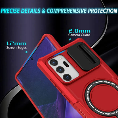 For Samsung Galaxy Note20 Ultra Sliding Camshield Magsafe Holder TPU Hybrid PC Phone Case(Red) by buy2fix