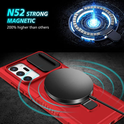 For Samsung Galaxy Note20 Ultra Sliding Camshield Magsafe Holder TPU Hybrid PC Phone Case(Red) by buy2fix