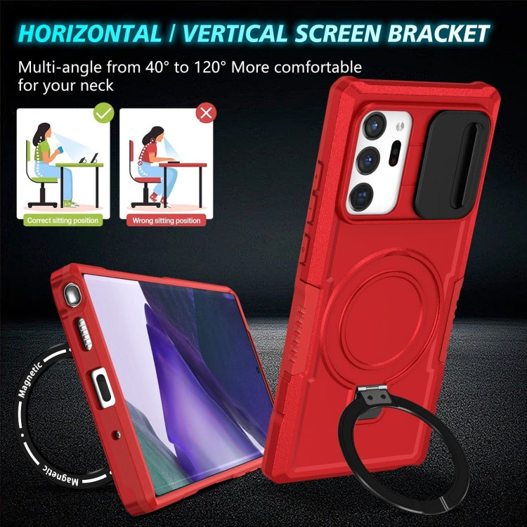 For Samsung Galaxy Note20 Ultra Sliding Camshield Magsafe Holder TPU Hybrid PC Phone Case(Red) by buy2fix