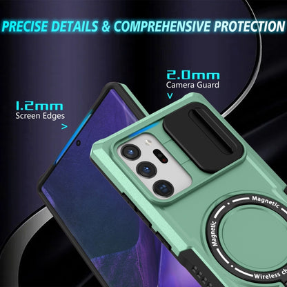 For Samsung Galaxy Note20 Ultra Sliding Camshield Magsafe Holder TPU Hybrid PC Phone Case(Light Blue) by buy2fix