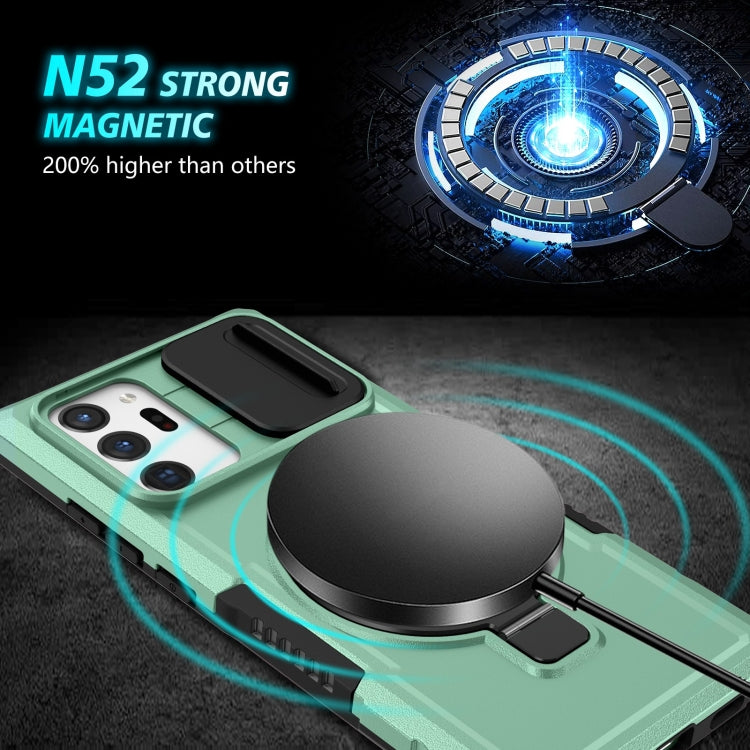 For Samsung Galaxy Note20 Ultra Sliding Camshield Magsafe Holder TPU Hybrid PC Phone Case(Light Blue) by buy2fix