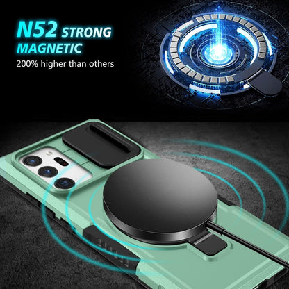 For Samsung Galaxy Note20 Ultra Sliding Camshield Magsafe Holder TPU Hybrid PC Phone Case(Light Blue) by buy2fix