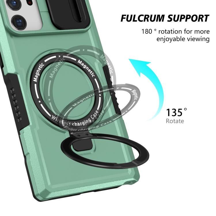 For Samsung Galaxy Note20 Ultra Sliding Camshield Magsafe Holder TPU Hybrid PC Phone Case(Light Blue) by buy2fix