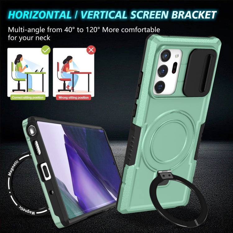 For Samsung Galaxy Note20 Ultra Sliding Camshield Magsafe Holder TPU Hybrid PC Phone Case(Light Blue) by buy2fix