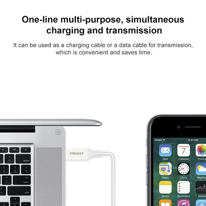 PISEN 1m 2.4A USB to 8 Pin Anti Breaking Fast Charging Cable by buy2fix