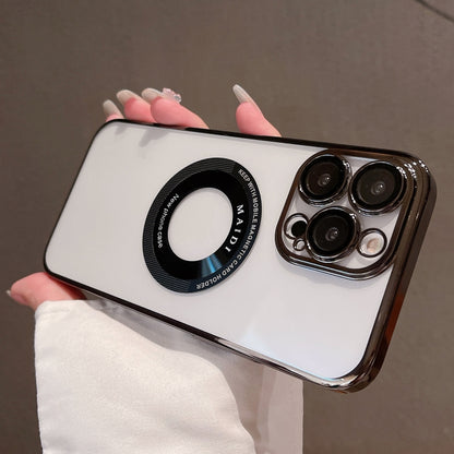 For iPhone 12 Pro Max Magsafe Electroplate PC Phone Case(Black) by buy2fix