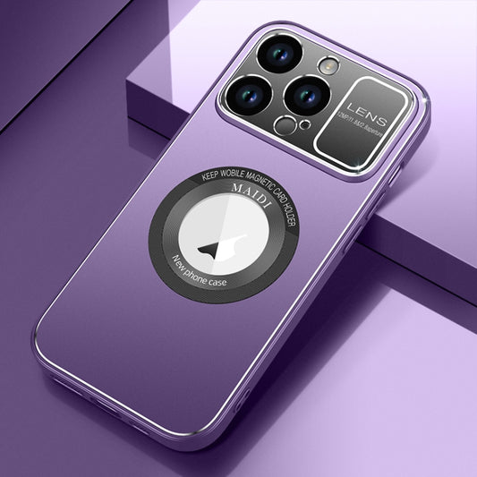 For iPhone 15 Pro Large Window MagSafe Skin Feel PC Phone Case(Purple) - iPhone 15 Pro Cases by buy2fix | Online Shopping UK | buy2fix