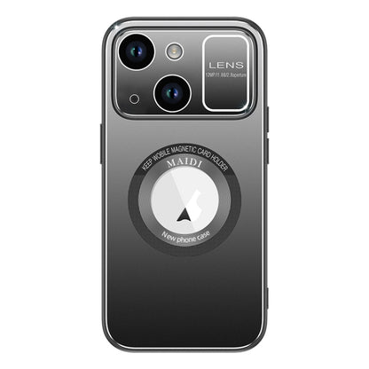 For iPhone 15 Large Window MagSafe Skin Feel PC Phone Case(Black) - iPhone 15 Cases by buy2fix | Online Shopping UK | buy2fix