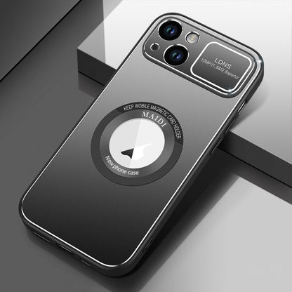For iPhone 15 Large Window MagSafe Skin Feel PC Phone Case(Black) - iPhone 15 Cases by buy2fix | Online Shopping UK | buy2fix
