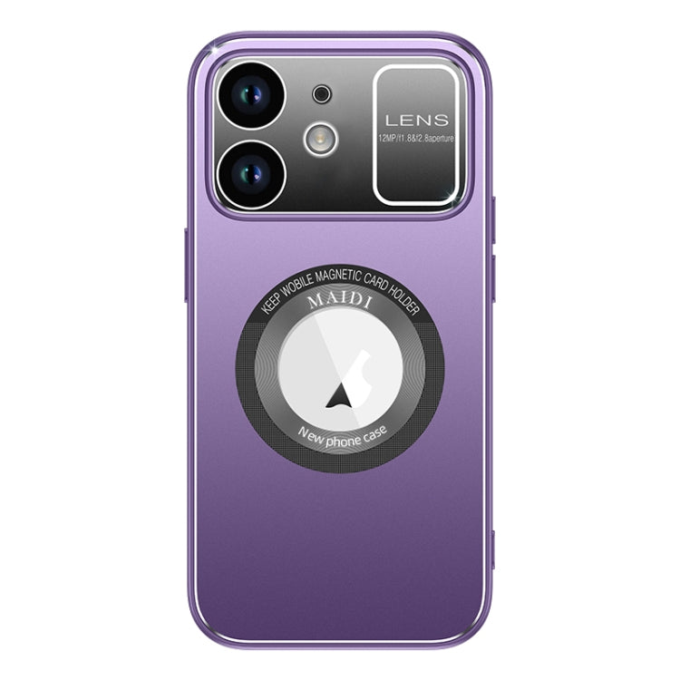 For iPhone 12 Large Window MagSafe Skin Feel PC Phone Case(Purple) by buy2fix