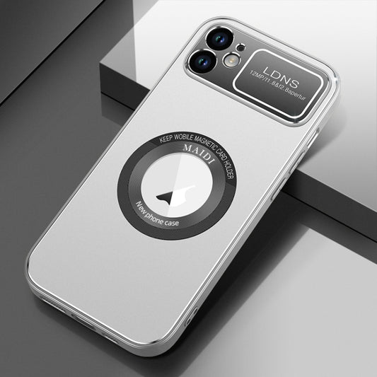 For iPhone 11 Large Window MagSafe Skin Feel PC Phone Case(Silver Gray) - iPhone 11 Cases by buy2fix | Online Shopping UK | buy2fix