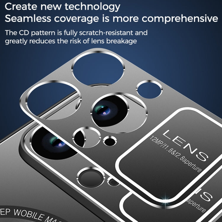 For iPhone 14 Large Window MagSafe Skin Feel PC Phone Case(Silver Gray) by buy2fix