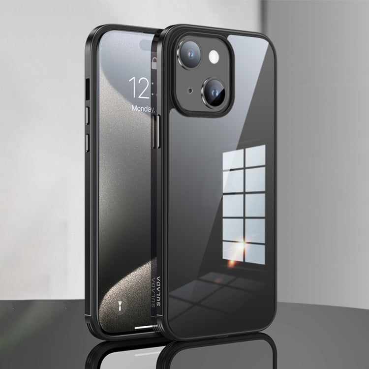 For iPhone 15 SULADA Metal Frame + Nano Glass + TPU Phone Case(Black) - iPhone 15 Cases by SULADA | Online Shopping UK | buy2fix