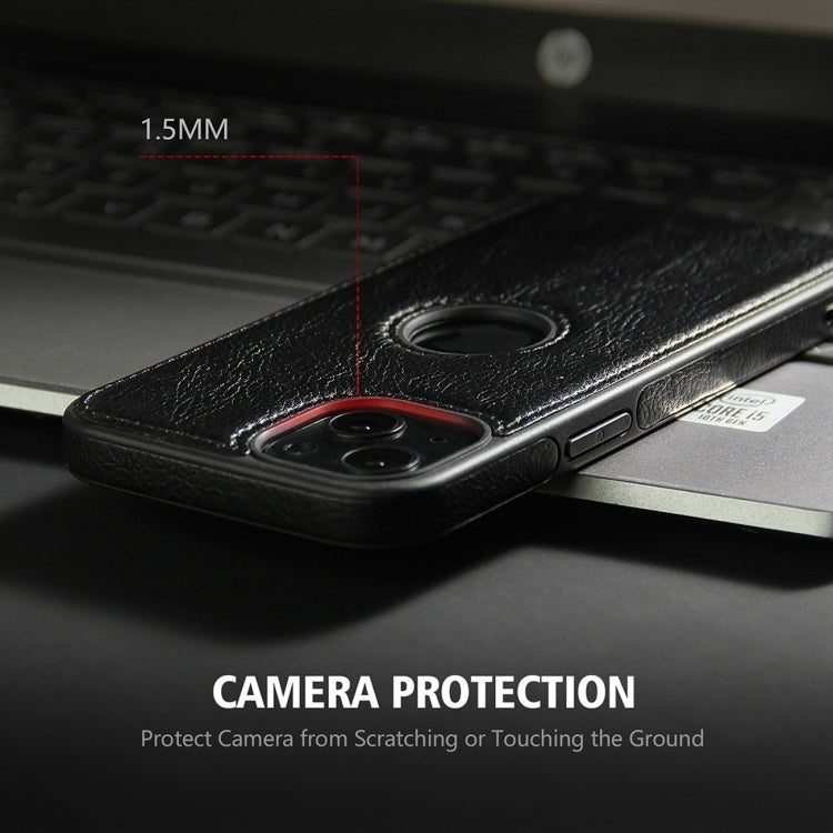 For iPhone 15 Pro Max Leather Texture Stitching Phone Case(Black) - iPhone 15 Pro Max Cases by buy2fix | Online Shopping UK | buy2fix