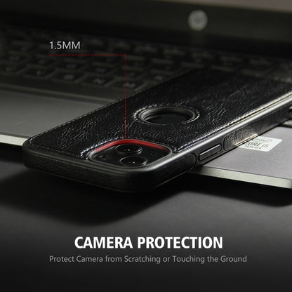 For iPhone 15 Pro Max Leather Texture Stitching Phone Case(Black) - iPhone 15 Pro Max Cases by buy2fix | Online Shopping UK | buy2fix