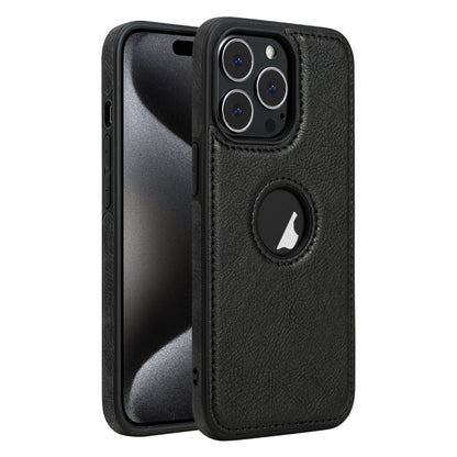 For iPhone 15 Pro Max Leather Texture Stitching Phone Case(Black) - iPhone 15 Pro Max Cases by buy2fix | Online Shopping UK | buy2fix