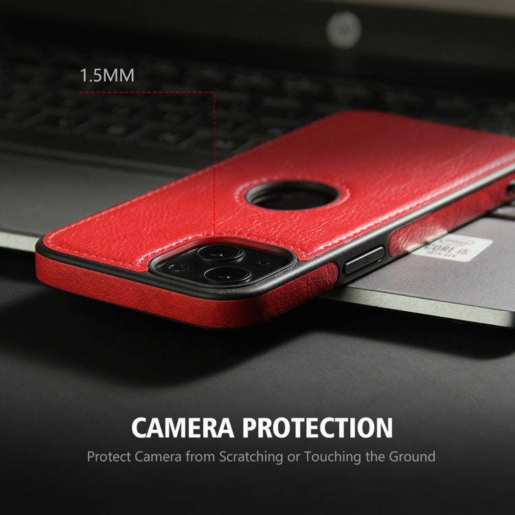 For iPhone 15 Pro Max Leather Texture Stitching Phone Case(Red) - iPhone 15 Pro Max Cases by buy2fix | Online Shopping UK | buy2fix
