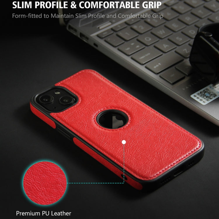 For iPhone 15 Pro Max Leather Texture Stitching Phone Case(Red) - iPhone 15 Pro Max Cases by buy2fix | Online Shopping UK | buy2fix