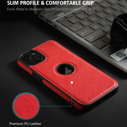 For iPhone 15 Pro Max Leather Texture Stitching Phone Case(Red) - iPhone 15 Pro Max Cases by buy2fix | Online Shopping UK | buy2fix