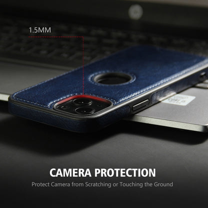 For iPhone 15 Pro Max Leather Texture Stitching Phone Case(Blue) - iPhone 15 Pro Max Cases by buy2fix | Online Shopping UK | buy2fix