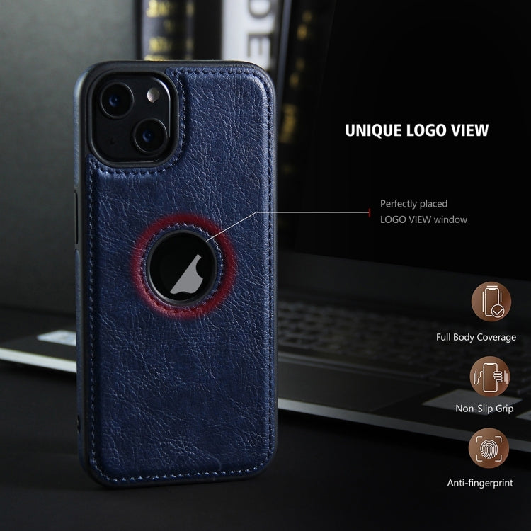 For iPhone 15 Pro Max Leather Texture Stitching Phone Case(Blue) - iPhone 15 Pro Max Cases by buy2fix | Online Shopping UK | buy2fix