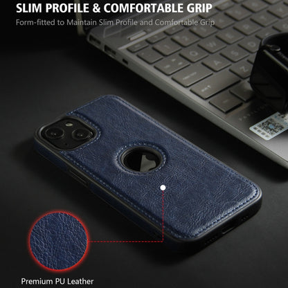 For iPhone 15 Pro Max Leather Texture Stitching Phone Case(Blue) - iPhone 15 Pro Max Cases by buy2fix | Online Shopping UK | buy2fix