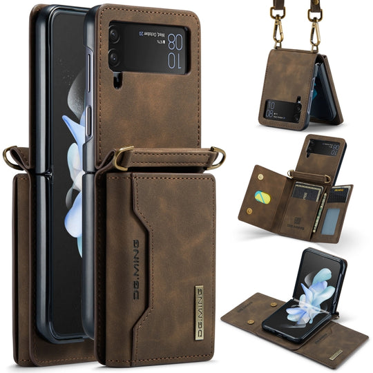 For Samsung Galaxy Z Flip3 5G DG.MING M2 Series Card Bag Magnetic Leather Phone Case(Coffee)