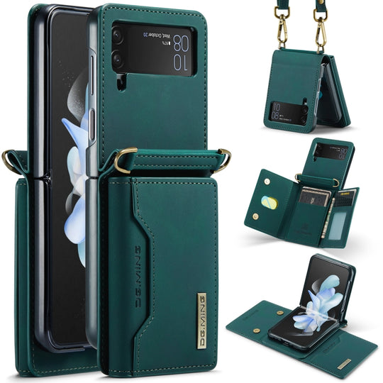 For Samsung Galaxy Z Flip4 5G DG.MING M2 Series Card Bag Magnetic Leather Phone Case(Green)