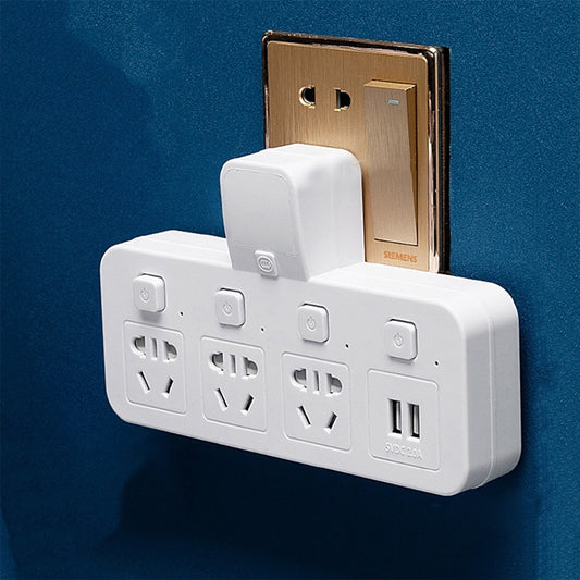 Home Office Multifunctional USB Wireless Plug Converter Plug Board 1 to 4 + 2USB, with Night Light - Extension Socket by buy2fix | Online Shopping UK | buy2fix