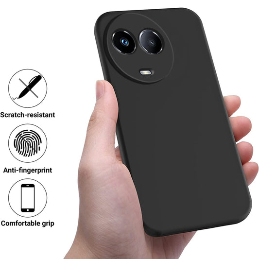 For Realme 11X 5G / 11 5G Indian Pure Color Liquid Silicone Shockproof Phone Case(Black) - Realme Cases by buy2fix | Online Shopping UK | buy2fix
